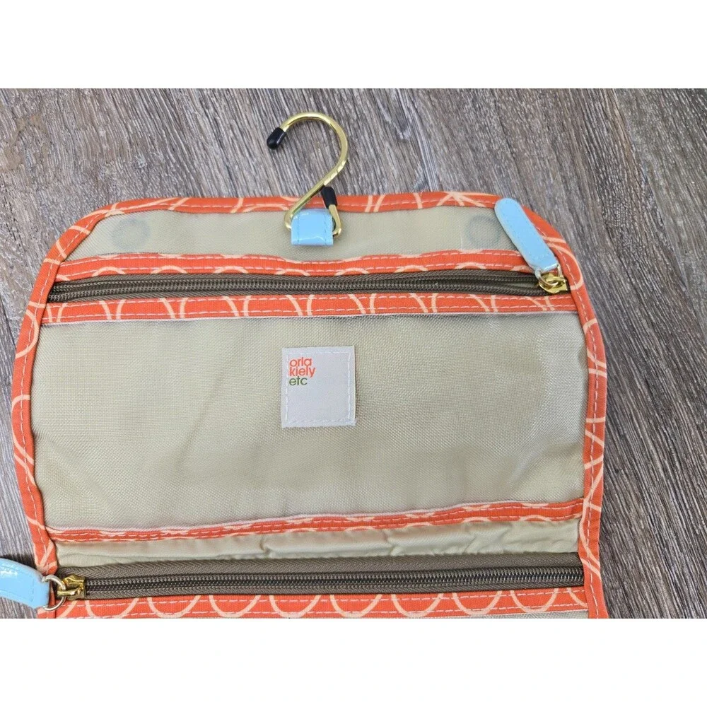 Orla Kiely Etc Orange Geometric Design Hanging Toiletry Travel Toiletries Bag